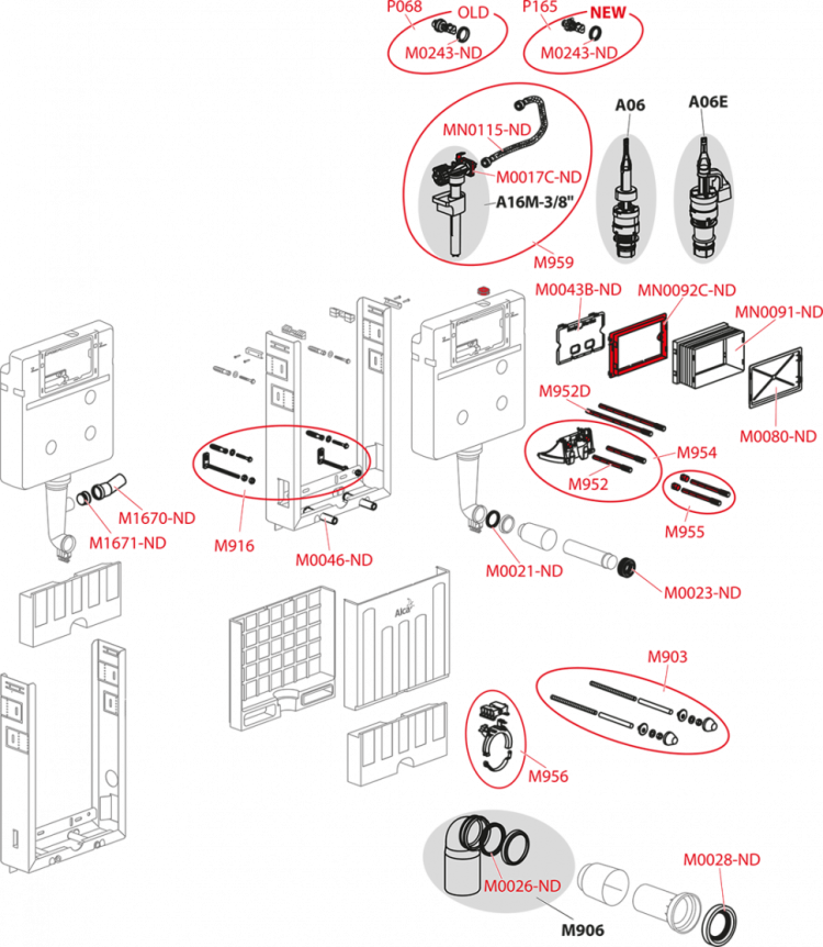 Скрытая система инсталляции с возможностью вентиляции для замуровывания в стену Alcadrain AM115/1000V Renovmodul