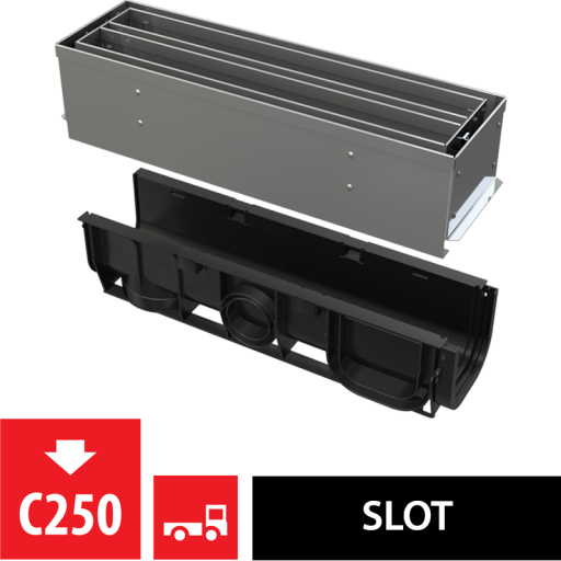 Щелевой дренажный канал с симметричной сервисной надставкой 100 мм, нержавеющая сталь Alcadrain AVZ101S-R323R