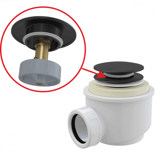 Сифон для душевого поддона CLICK/CLACK, черный-мат Alcadrain A465BLACK-50