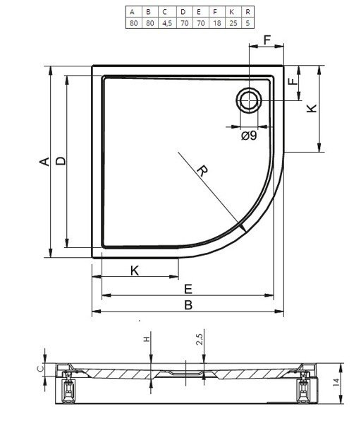 Акриловый поддон для душа Riho Davos 279 DA87 80x80x5