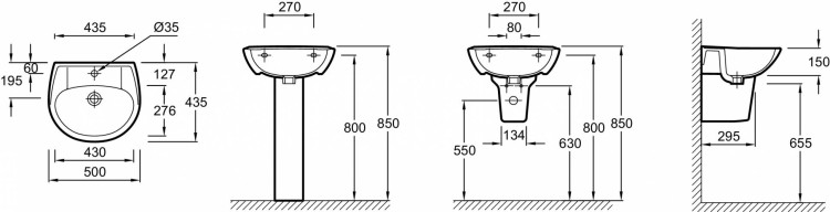 Раковина 50 x 43,5 см Jacob Delafon BRIVEE1345F-00