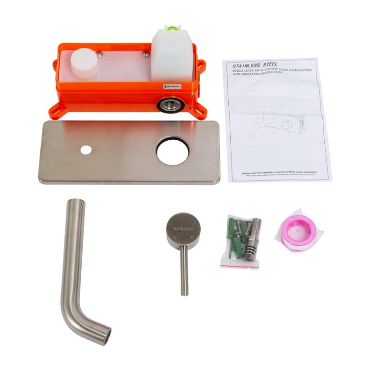 Смеситель для раковины без донного клапана встраиваемый, нержавеющая сталь Cezares ETN-BLVM-IN