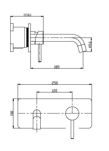 Смеситель для раковины без донного клапана встраиваемый, нержавеющая сталь Cezares ETN-BLVM-IN