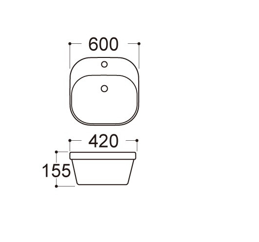 Раковина накладная для установки на столешницу Aquatek АМАДЕО AQ5042-00, 500*420*155 мм, с отверстием под смеситель, цвет белый