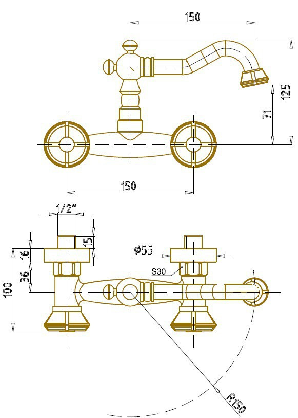 Смеситель для раковины Bronze de Luxe Royal 10116