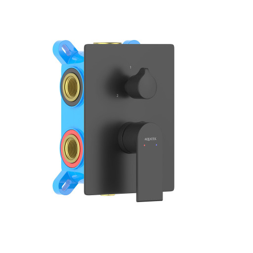 Смеситель для ванны 3 режима (внешняя и скрытая часть) Aquatek, матовый черный AQ1447MB ЛИРА