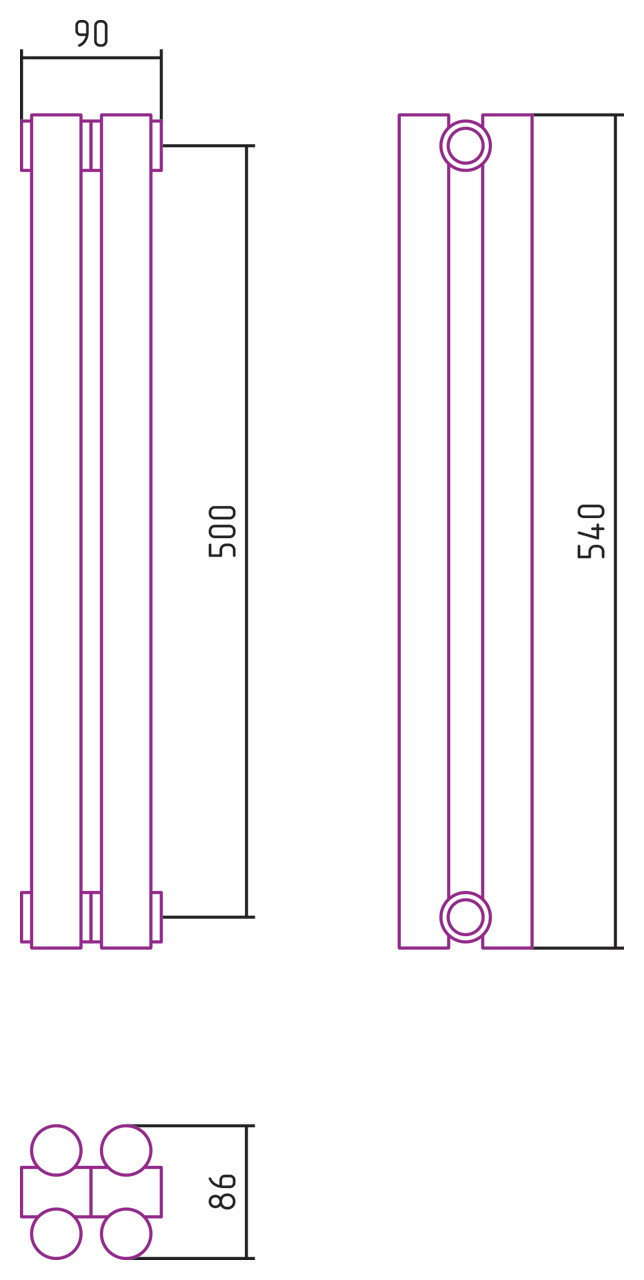 Отопительный радиатор Сунержа Эстет-11 500х90 2 секции Белый