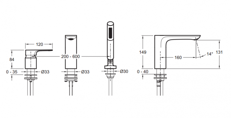 Смеситель на борт ванны Jacob Delafon Aleo+ E72330-CP