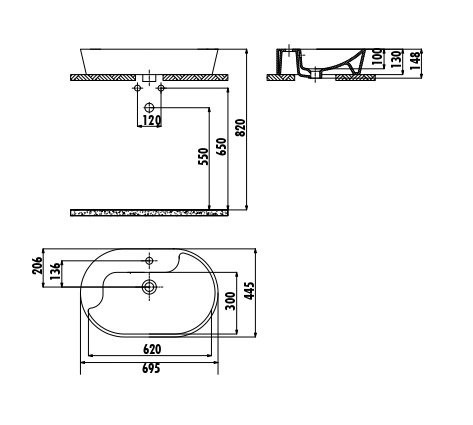 CREAVIT Раковина TP172 мебельная накладная (70х45)