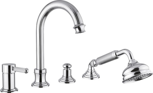 Смеситель на борт ванны с выдвижным душем и переключателем Cezares OLIMP-BVDM-03/24-L