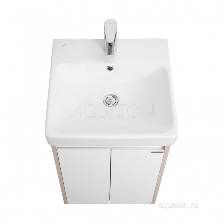 Тумба под раковину AQUATON Сканди Doors 45 белый глянец, дуб верона, 1A278701SDB20