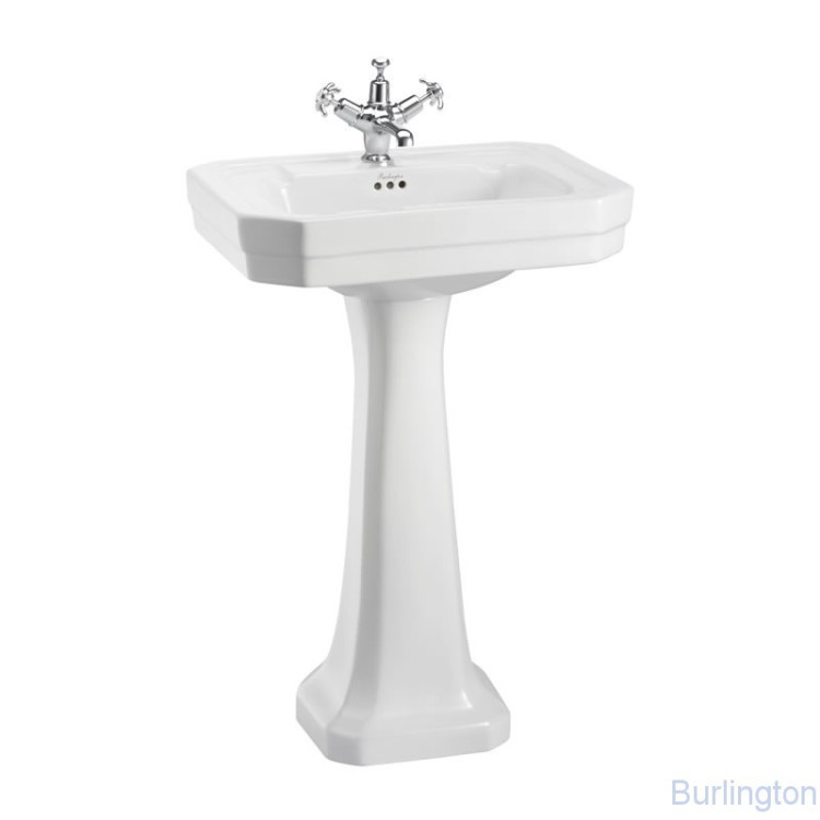 Раковина 56 см на 1 или 3 отверстия с пьедесталом