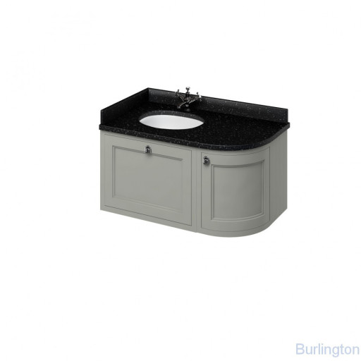 Тумба со столешницей 100 см, угловая левосторонняя, цвет тёмно - оливковый [FW5O + BB98L]