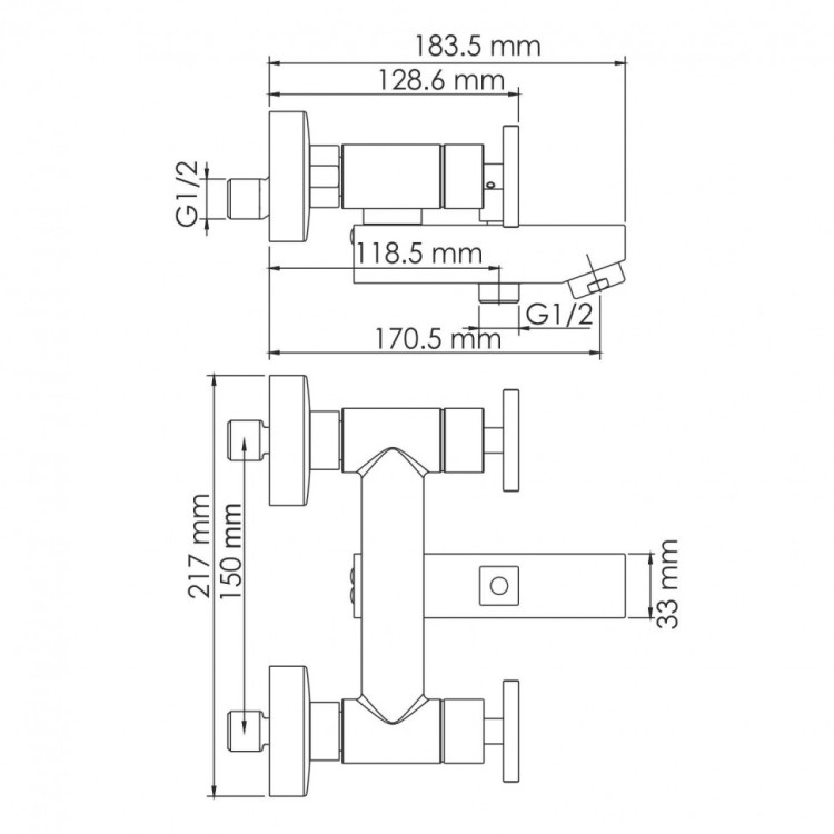 WasserKRAFT Weser 7801 Смеситель для ваннкороткиизливом
