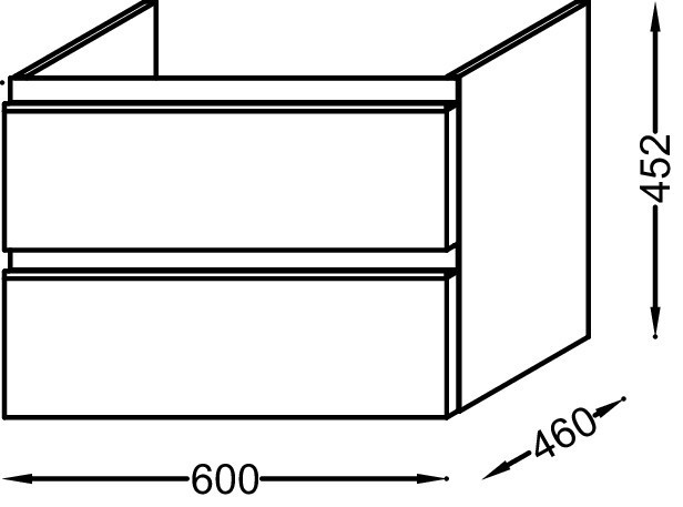 Мебель для раковины-столешницы 60 см, 2 выдвижных ящика, нежный аквамарин Jacob Delafon VOX EB2030-RA-M43