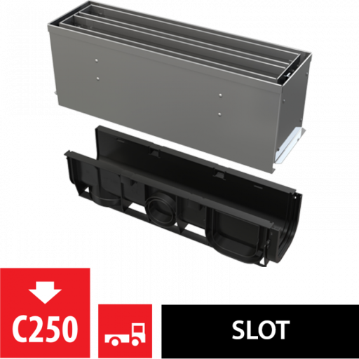 Щелевой дренажный канал с симметричной сервисной надставкой 160 мм, нержавеющая сталь Alcadrain AVZ101S-R324R