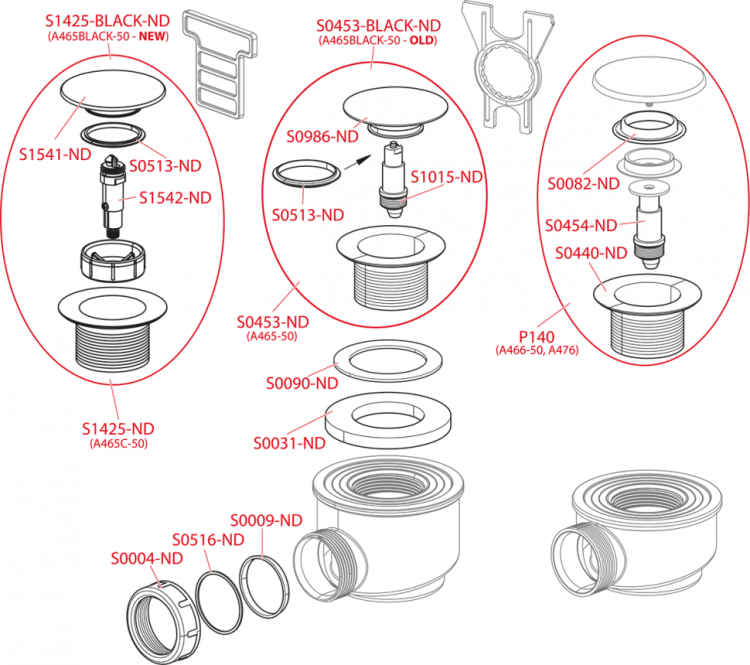 Cифон для душевого поддона CLICK/CLACK, хром Alcadrain A466-50