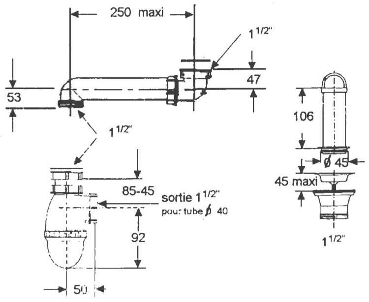 Слив-перелив с компактной подводкой Jacob Delafon ОБЩАЯ КАТЕГОРИЯ E6050-CP