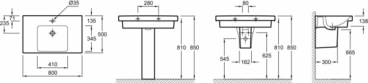 Подвесная керамическая раковина 80 х 50 см Jacob Delafon ODEON UPE4796-00
