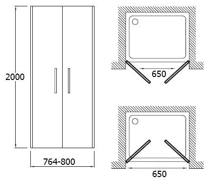 Душевая дверь в нишу Jacob Delafon Contra 80x200 2 створки