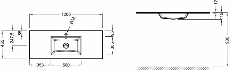 Стеклянная раковина-столешница 120 см, Белая Jacob Delafon VOXEB2101-DD1