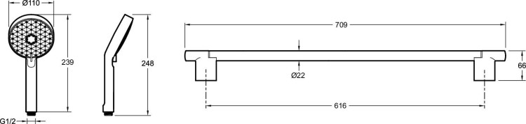 Душевой комплект, геометрический дизайн Jacob Delafon AWAKEN E99898RU-CP
