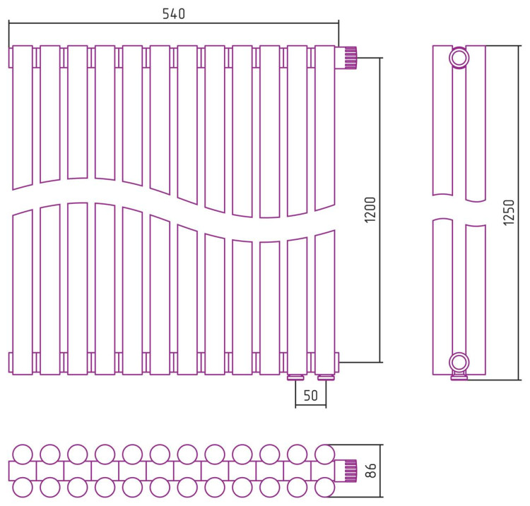 Отопительный радиатор Сунержа Эстет-11 EU50 1200х540 12 секций Состаренная бронза