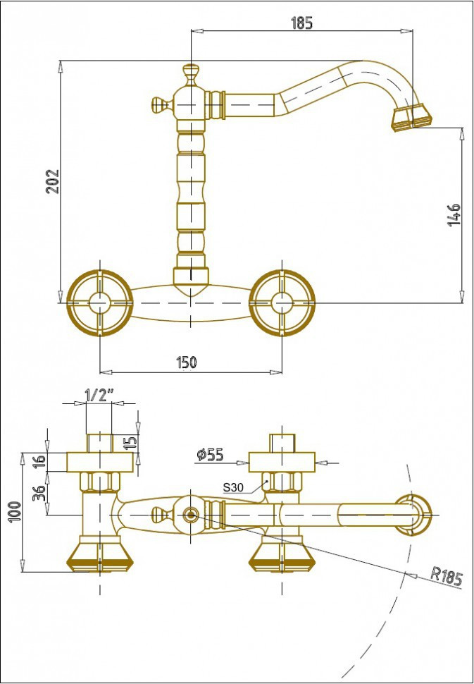 Смеситель для раковины Bronze de Luxe Royal 10117