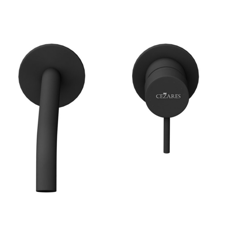 Смеситель для раковины встраиваемый однорычажный с тонкой ручкой, на два отверстия Cezares LEAF-BLI2-L-SS