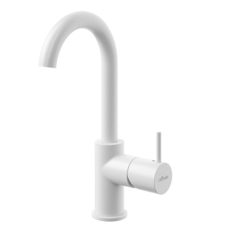 Смеситель для раковины однорычажный c тонкой ручкой, с донным клапаном Cezares LEAF-LSM-A-L-SS