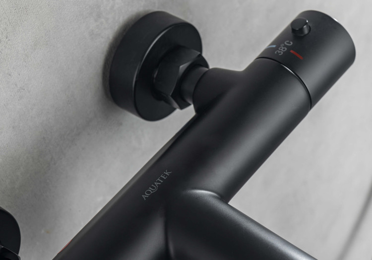 Термостатический смеситель для ванны Aquatek, матовый черный AQ1043MB