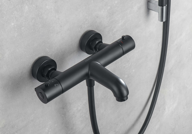 Термостатический смеситель для ванны Aquatek, матовый черный AQ1043MB