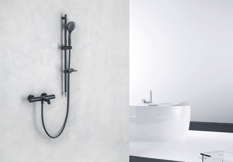 Термостатический смеситель для ванны Aquatek, матовый черный AQ1043MB