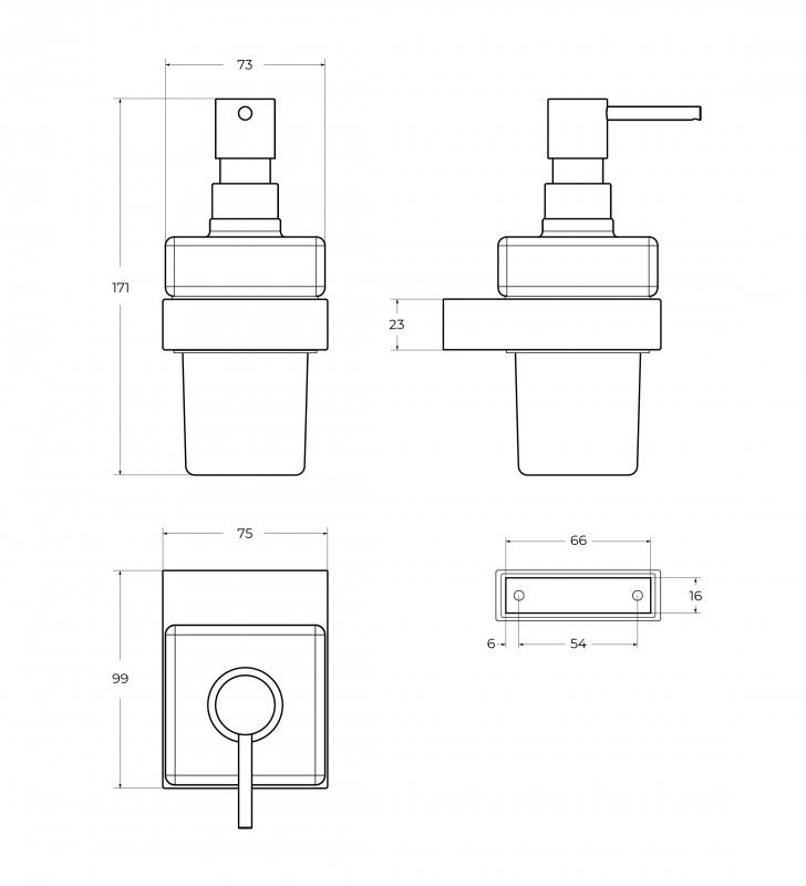 Диспенсер для мыла подвесной, стекло Cezares SLIDER-SOIS-V-IN