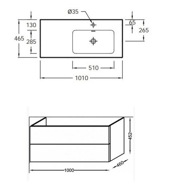 Тумба под раковину Jacob Delafon Vox 100 2 ящика изогнутые ручки