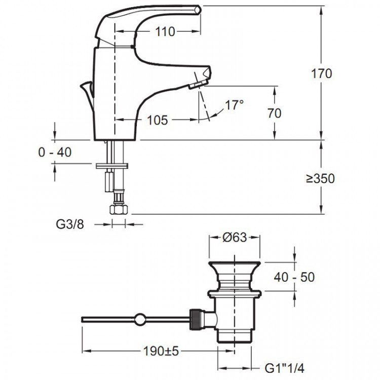 Смеситель для раковины Jacob Delafon Nateo E72250-CP