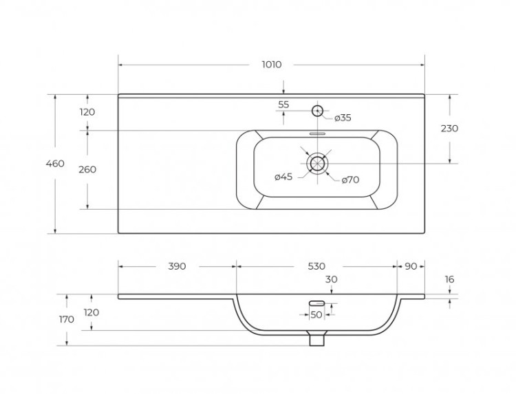 База под раковину подвесная с двумя выкатными ящиками, правосторонняя Cezares DUET-N-1200-2C-SO-BL-R