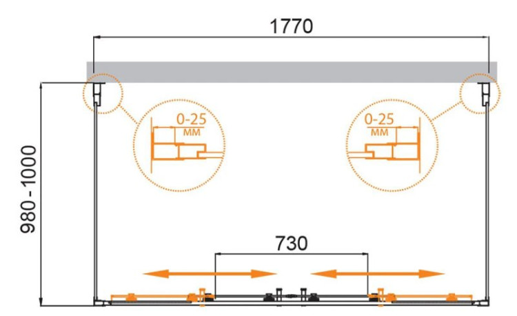 Душевой уголок MOLVENO-AH-2/2 Cezares MOLVENO-AH-2/2-170/90-C-GM-IV
