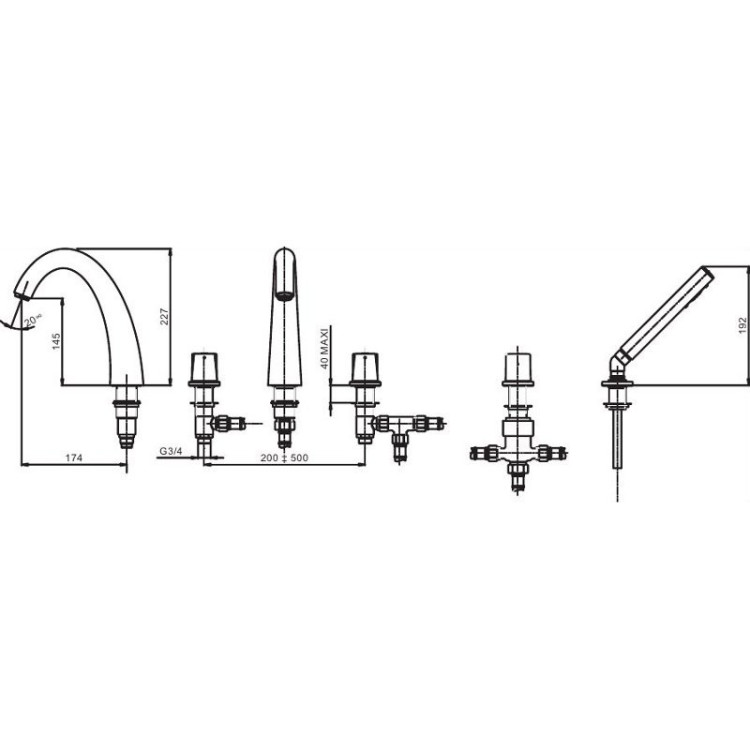 Смеситель на борт ванны Jacob Delafon Elevation E18876