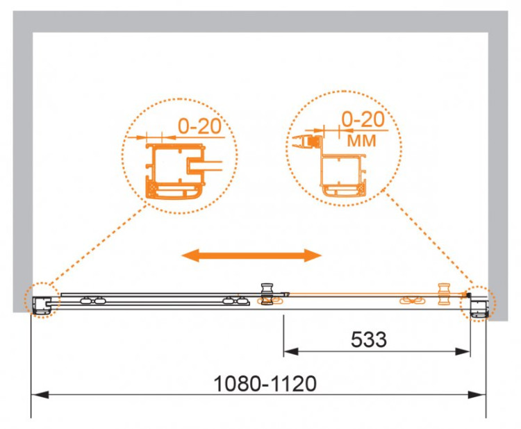 Душевая дверь в проем ANIMA BF-1 Cezares ANIMA-W-BF-1-120-C-Cr