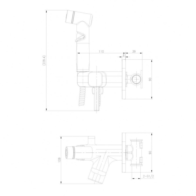 Смеситель Lemark Solo LM7165BL с гигиеническим душем, встраиваемый
