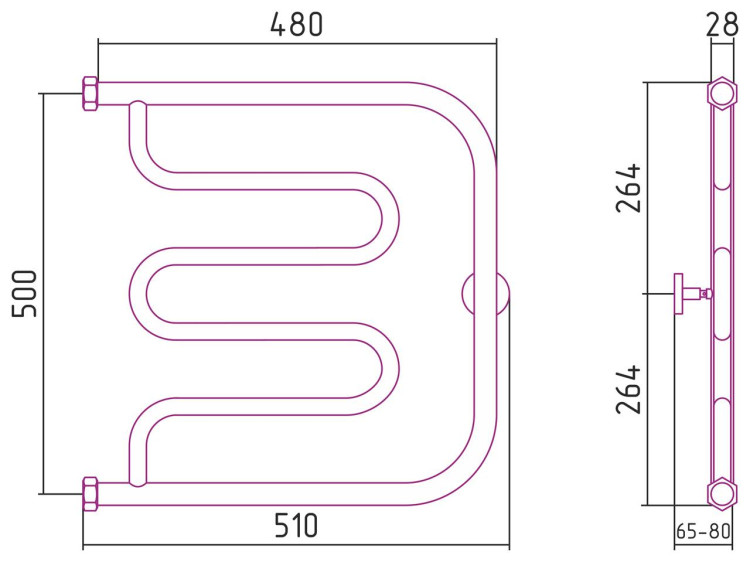 Полотенцесушитель водяной Сунержа Лира+ 500х500 Матовый белый