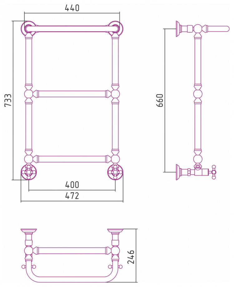 Полотенцесушитель водяной Сунержа Ренессанс 1386 660x400 Шампань