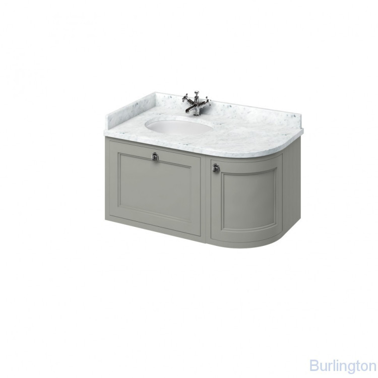 Тумба со столешницей 100 см, угловая левосторонняя, цвет тёмно - оливковый [FW5O + BC98L]