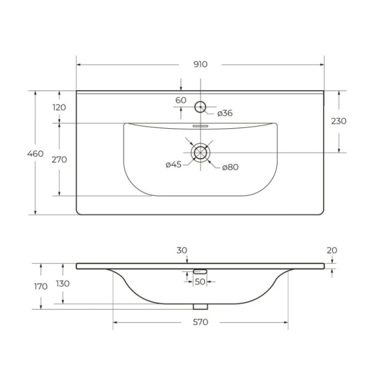 Керамическая раковина 910x460x170 BelBagno CZR-8099-90