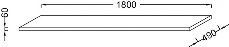 Столешница 180 см, без отверстия, темный камень, меламин с эффектом ламинации Jacob Delafon TERRACE EB1197-N06