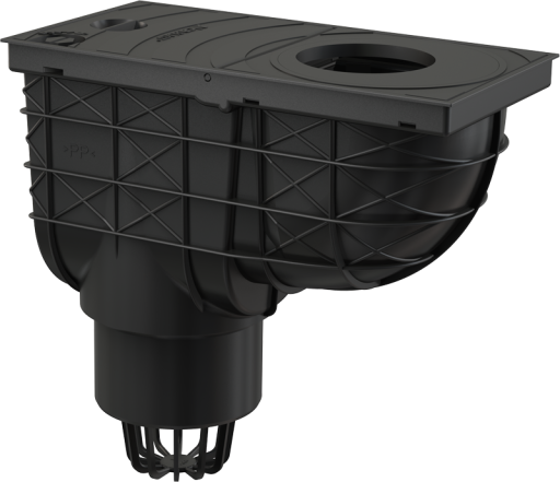 Ливнеотвод 300×155/110 мм, сток – прямой, черный Alcadrain AGV1