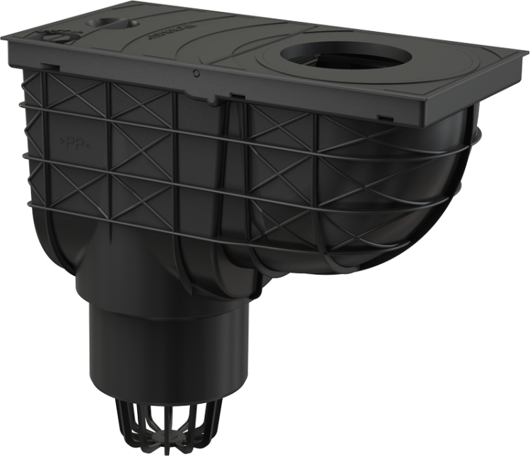 Ливнеотвод 300×155/110 мм, сток – прямой, черный Alcadrain AGV1