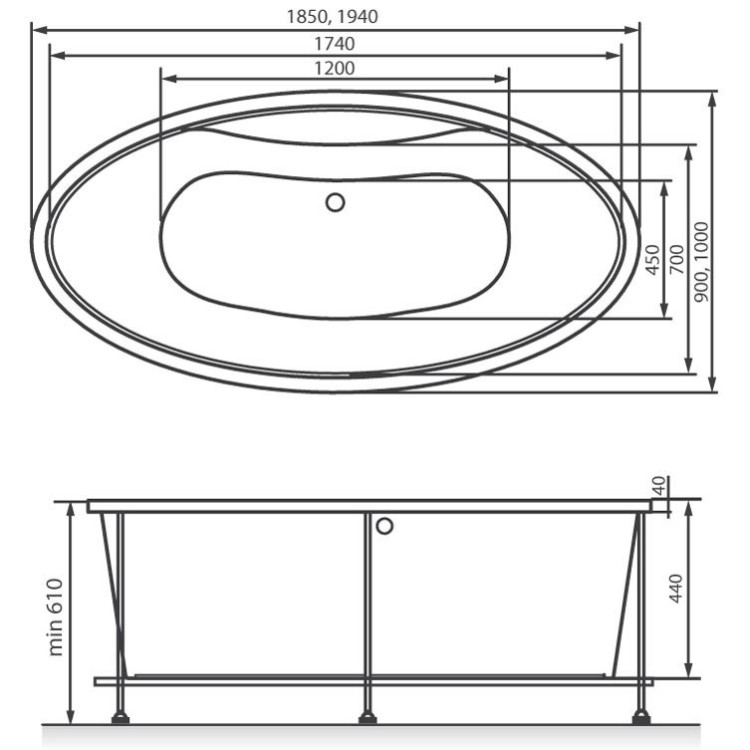 Акриловая ванна Vayer Beta 194x100