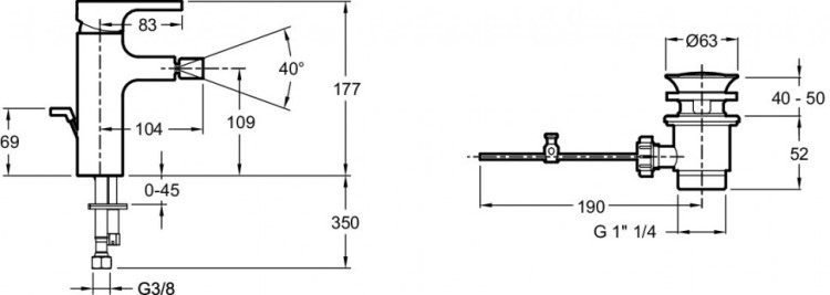 Однорычажный смеситель для биде Jacob Delafon STRAYT E98338-CP